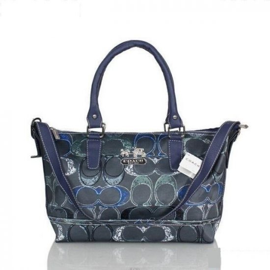 Coach Logo In Monogram Small Navy Totes BYF